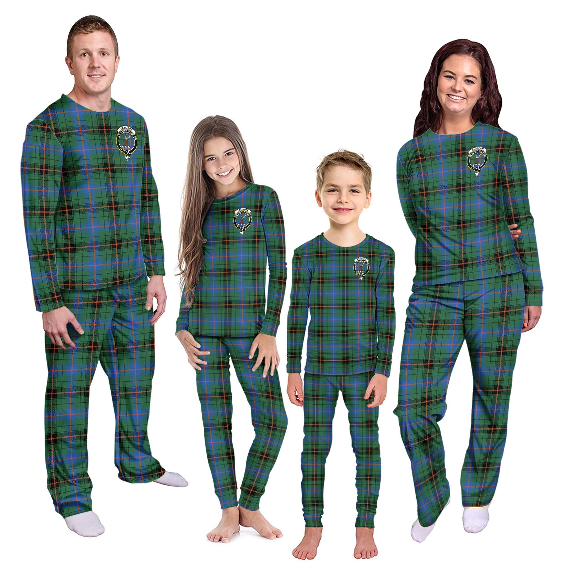 Davidson Ancient Tartan Pajamas Family Set with Family Crest Kid - Tartan Vibes Clothing