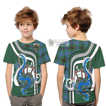 Davidson Ancient Tartan Kid T-Shirt with Epic Bagpipe Style