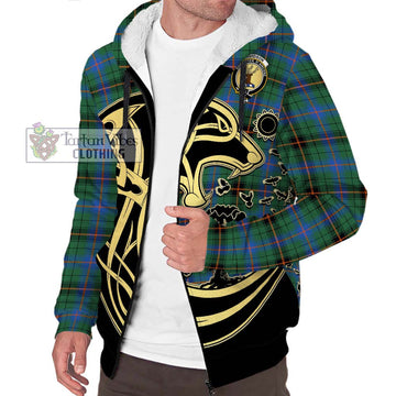 Davidson Ancient Tartan Sherpa Hoodie with Family Crest Celtic Wolf Style