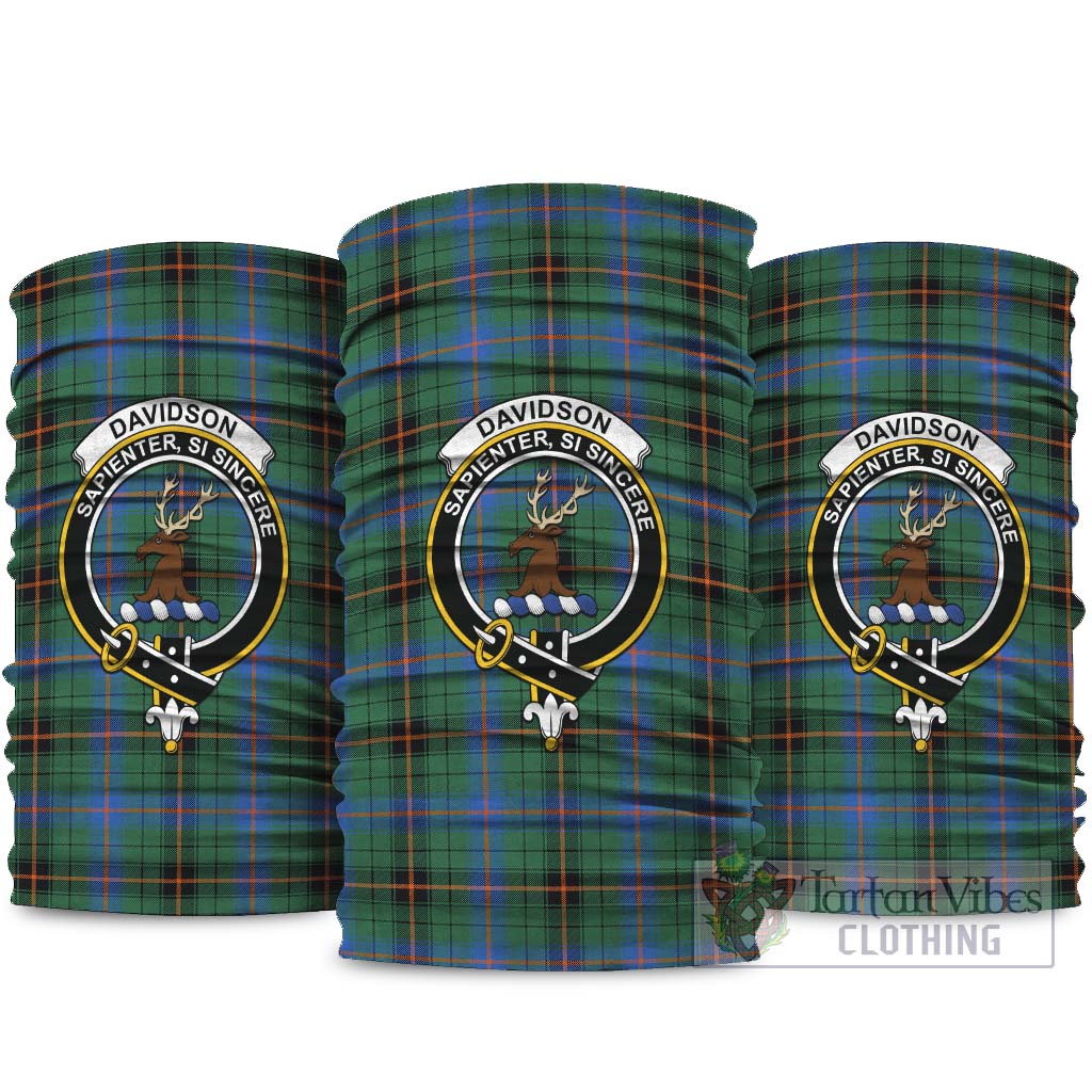 Davidson Ancient Tartan Neck Gaiters, Tartan Bandanas, Tartan Head Band with Family Crest