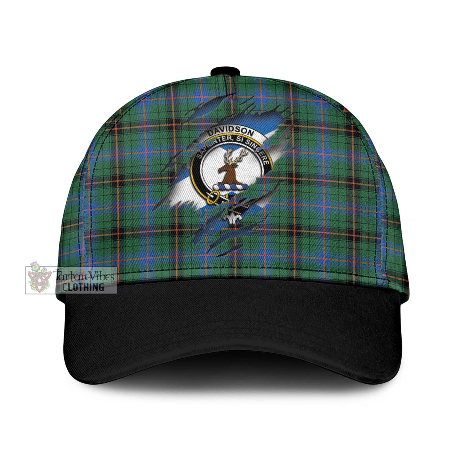 Tartan Vibes Clothing Davidson Ancient Tartan Classic Cap with Family Crest In Me Style