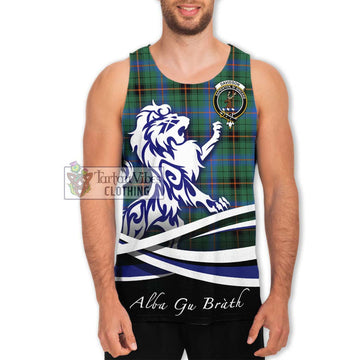 Davidson Ancient Tartan Men's Tank Top with Alba Gu Brath Regal Lion Emblem