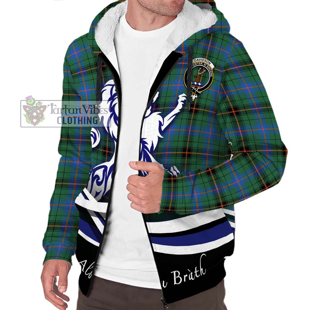 Davidson Ancient Tartan Sherpa Hoodie with Alba Gu Brath Regal Lion Emblem Unisex S - Tartanvibesclothing Shop