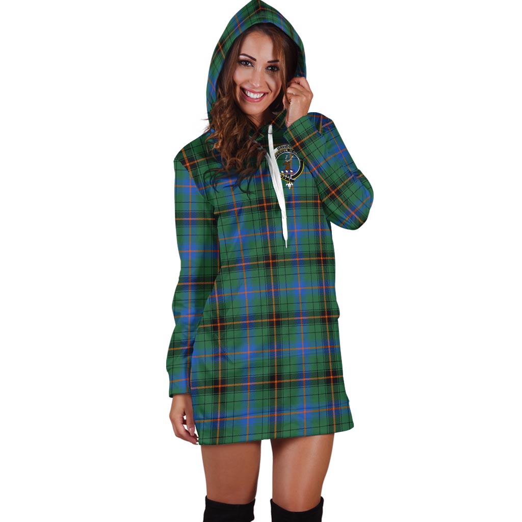 Davidson Ancient Tartan Hoodie Dress with Family Crest - Tartan Vibes Clothing