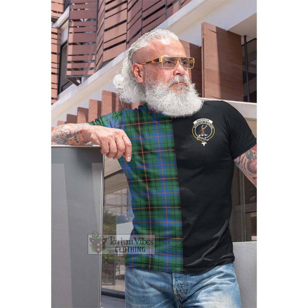 Tartan Vibes Clothing Davidson Ancient Tartan Cotton T-shirt with Family Crest and Half Of Me Style