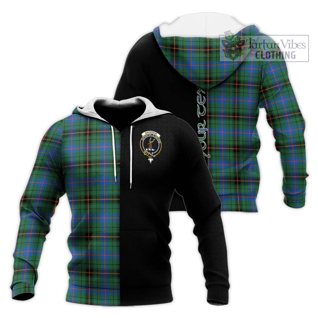 Davidson Ancient Tartan Knitted Hoodie with Family Crest and Half Of Me Style Unisex Knitted Pullover Hoodie - Tartanvibesclothing Shop