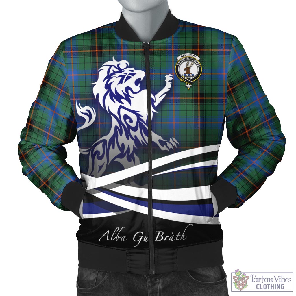 Tartan Vibes Clothing Davidson Ancient Tartan Bomber Jacket with Alba Gu Brath Regal Lion Emblem