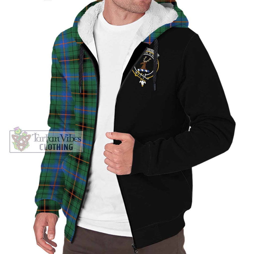 Davidson Ancient Tartan Sherpa Hoodie with Family Crest and Half Of Me Style Unisex S - Tartanvibesclothing Shop