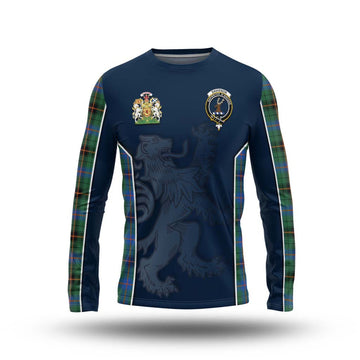 Davidson Ancient Tartan Long Sleeve T-Shirt with Family Crest and Lion Rampant Vibes Sport Style