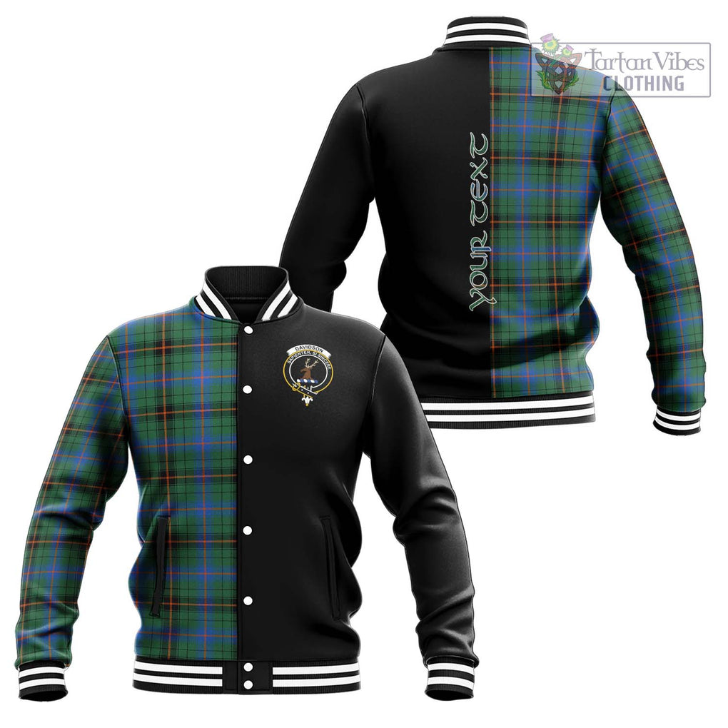 Davidson Ancient Tartan Baseball Jacket with Family Crest and Half Of Me Style Unisex - Tartanvibesclothing Shop