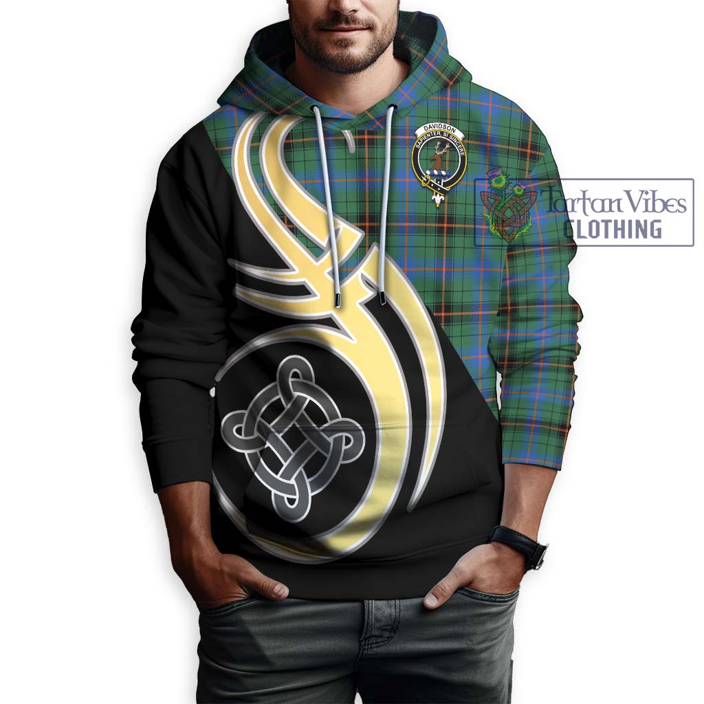 Davidson Ancient Tartan Hoodie with Family Crest and Celtic Symbol Style Zip Hoodie - Tartan Vibes Clothing