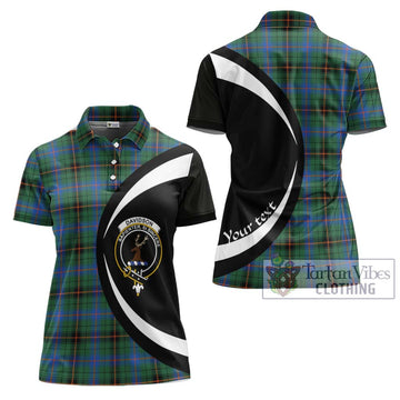 Davidson Ancient Tartan Women's Polo Shirt with Family Crest Circle Style