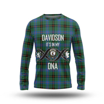 Davidson Ancient Tartan Long Sleeve T-Shirt with Family Crest DNA In Me Style