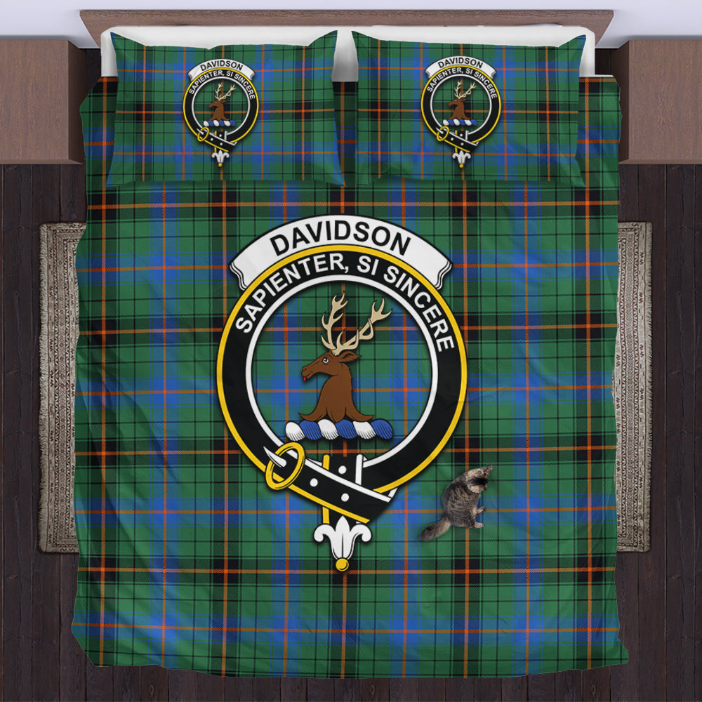 Davidson Ancient Tartan Bedding Set with Family Crest US Bedding Set - Tartan Vibes Clothing