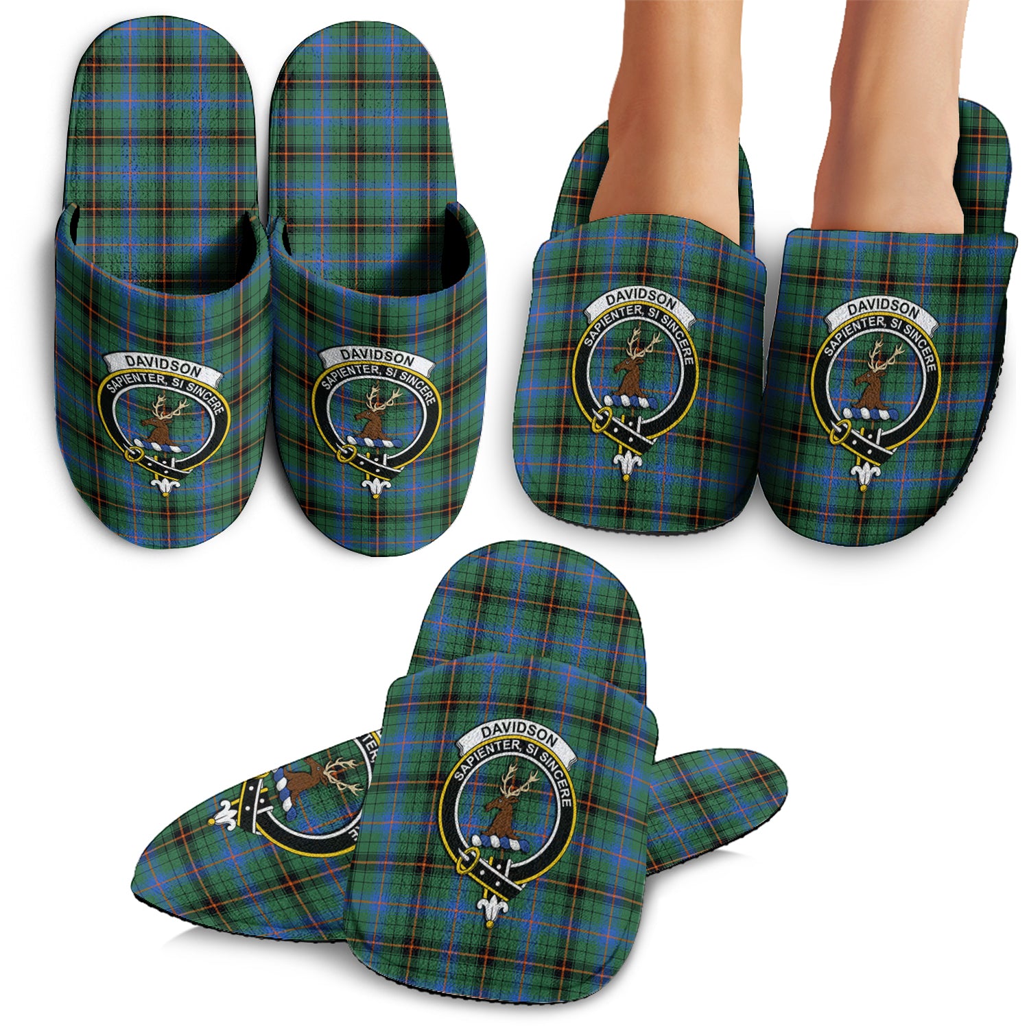 Davidson Ancient Tartan Home Slippers with Family Crest - Tartanvibesclothing