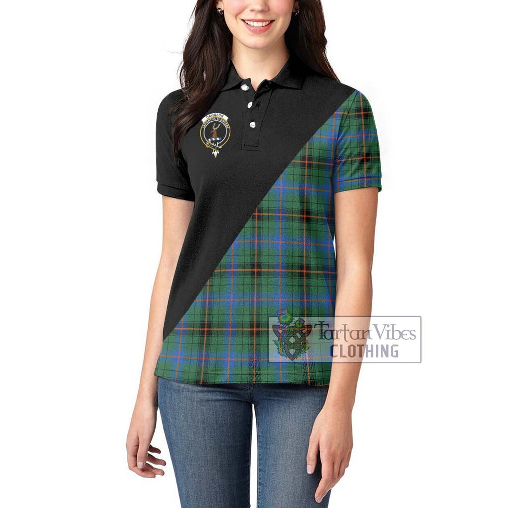 Davidson Ancient Tartan Women's Polo Shirt with Family Crest and Military Logo Style - Tartanvibesclothing Shop