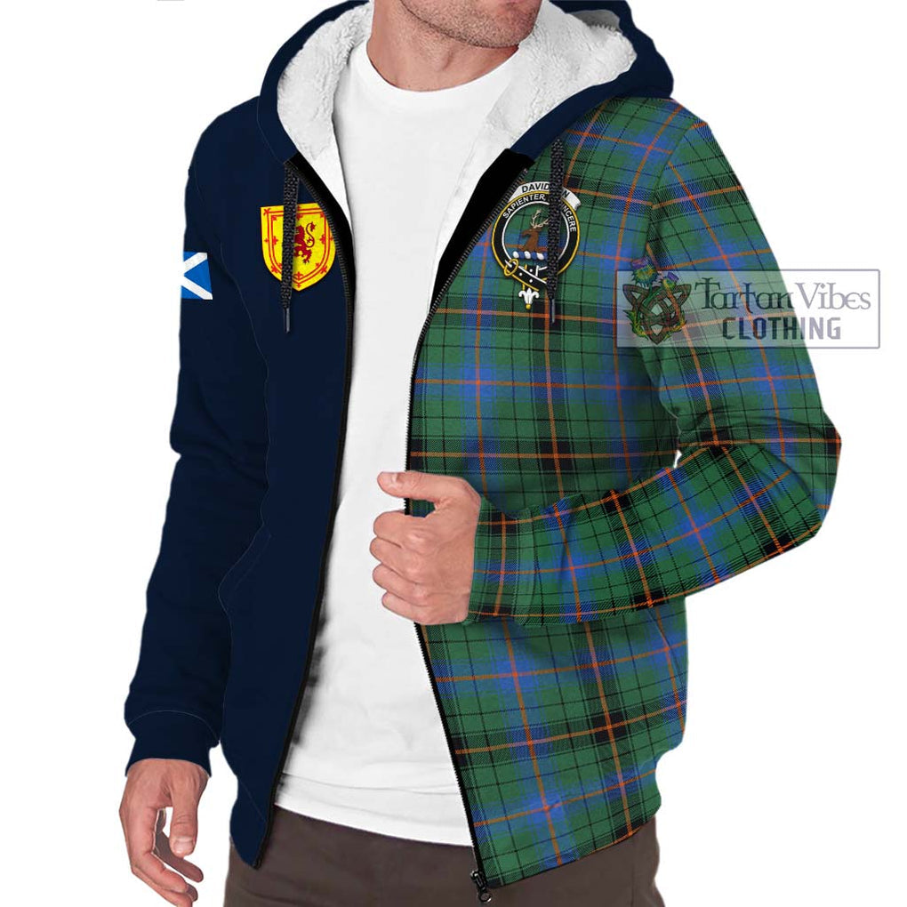 Tartan Vibes Clothing Davidson Ancient Tartan Sherpa Hoodie with Scottish Lion Royal Arm Half Style