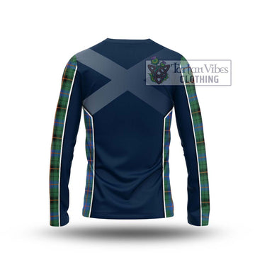 Davidson Ancient Tartan Long Sleeve T-Shirt with Family Crest and Lion Rampant Vibes Sport Style