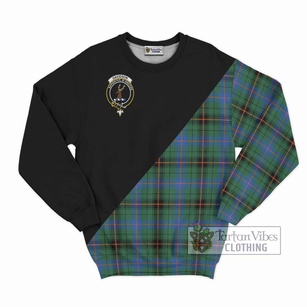 Davidson Ancient Tartan Sweatshirt with Family Crest and Military Logo Style - Tartanvibesclothing Shop