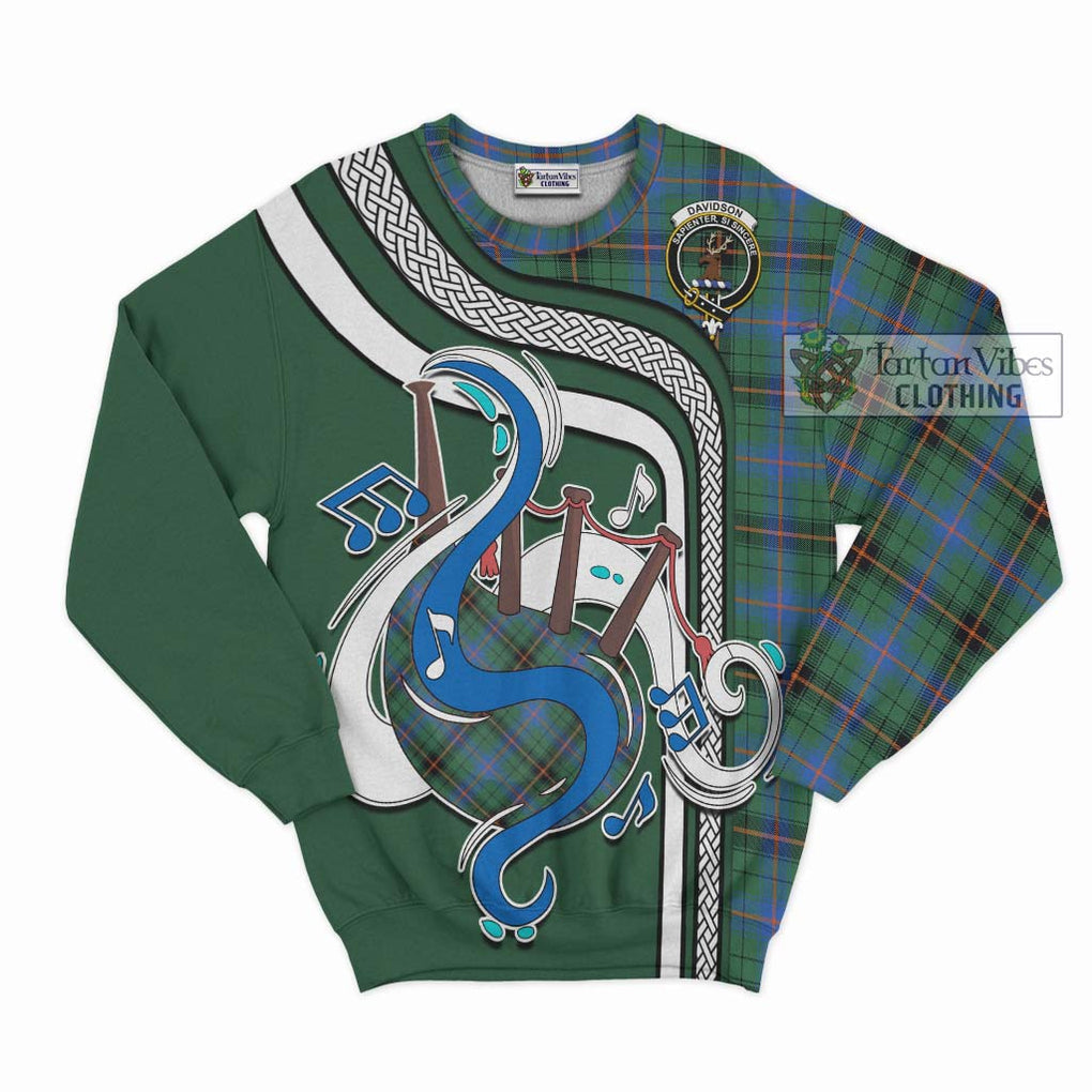 Davidson Ancient Tartan Sweatshirt with Epic Bagpipe Style - Tartanvibesclothing Shop