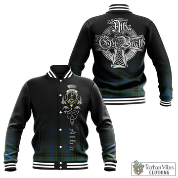 Davidson Ancient Tartan Baseball Jacket Featuring Alba Gu Brath Family Crest Celtic Inspired