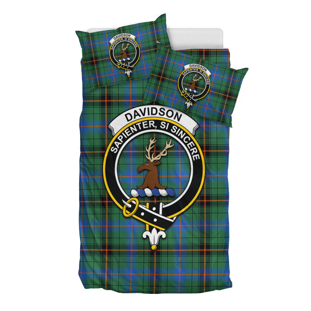 Davidson Ancient Tartan Bedding Set with Family Crest - Tartan Vibes Clothing