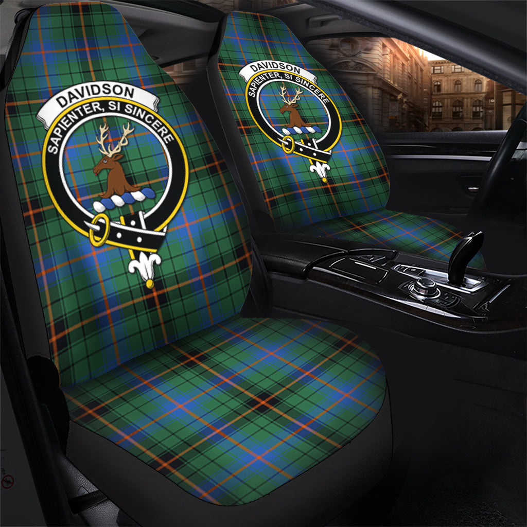 Davidson Ancient Tartan Car Seat Cover with Family Crest - Tartanvibesclothing