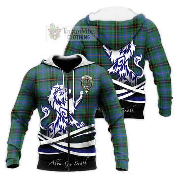 Davidson Ancient Tartan Knitted Hoodie with Alba Gu Brath Regal Lion Emblem