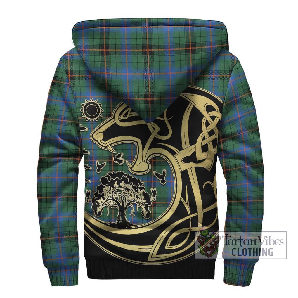 Davidson Ancient Tartan Sherpa Hoodie with Family Crest Celtic Wolf Style - Tartan Vibes Clothing