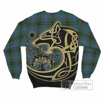 Davidson Ancient Tartan Sweatshirt with Family Crest Celtic Wolf Style