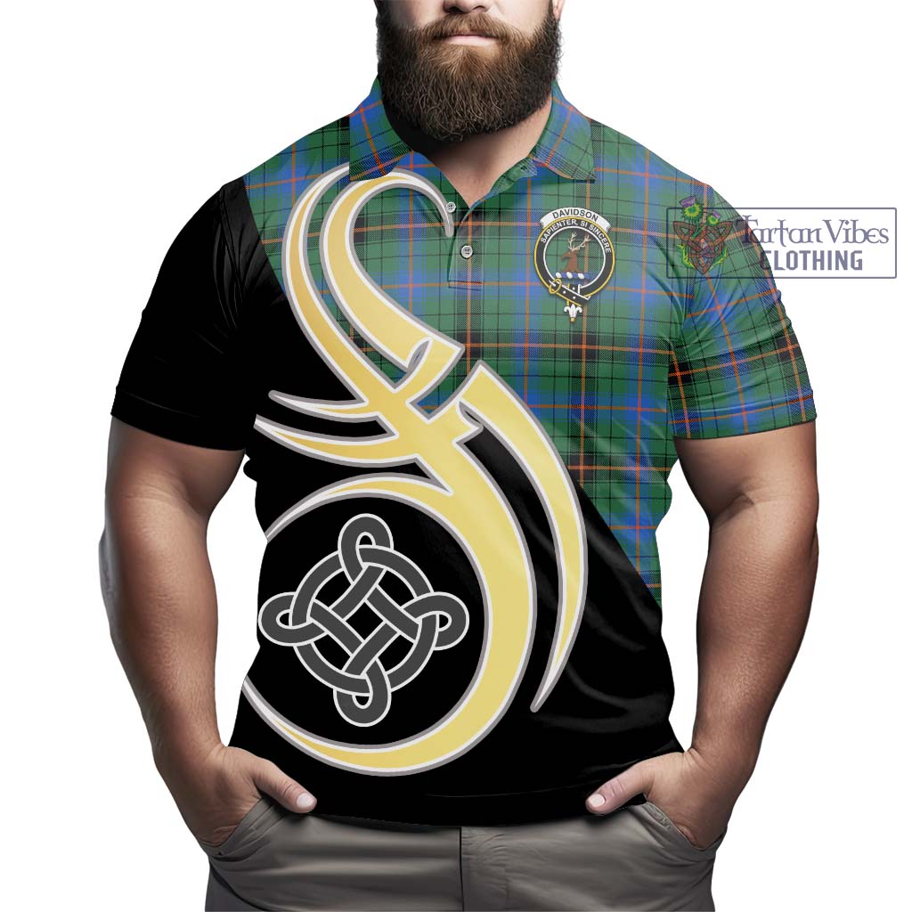 Tartan Vibes Clothing Davidson Ancient Tartan Polo Shirt with Family Crest and Celtic Symbol Style