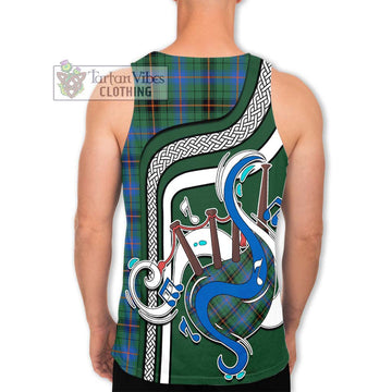 Davidson Ancient Tartan Men's Tank Top with Epic Bagpipe Style