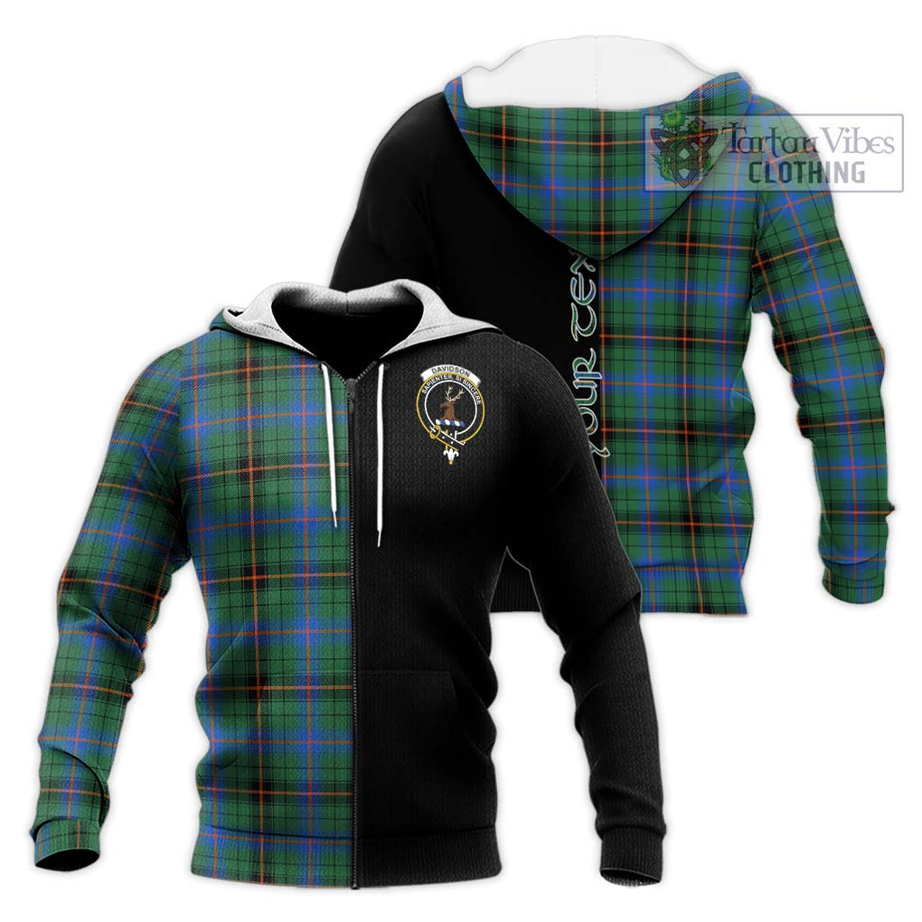 Davidson Ancient Tartan Knitted Hoodie with Family Crest and Half Of Me Style Unisex Knitted Zip Hoodie - Tartanvibesclothing Shop