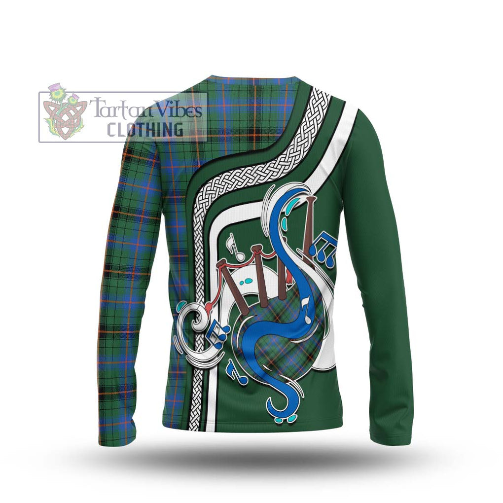 Tartan Vibes Clothing Davidson Ancient Tartan Long Sleeve T-Shirt with Epic Bagpipe Style