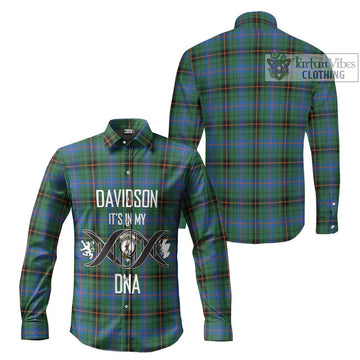 Davidson Ancient Tartan Long Sleeve Button Shirt with Family Crest DNA In Me Style