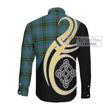 Davidson Ancient Tartan Long Sleeve Button Shirt with Family Crest and Celtic Symbol Style