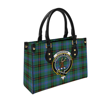 Davidson Ancient Tartan Leather Bag with Family Crest