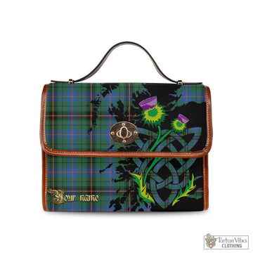 Davidson Ancient Tartan Waterproof Canvas Bag with Scotland Map and Thistle Celtic Accents