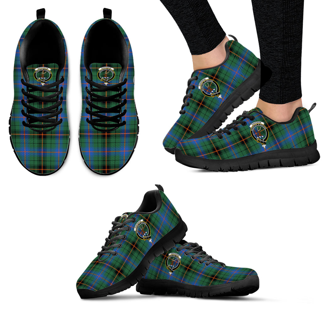 Davidson Ancient Tartan Sneakers with Family Crest - Tartan Vibes Clothing