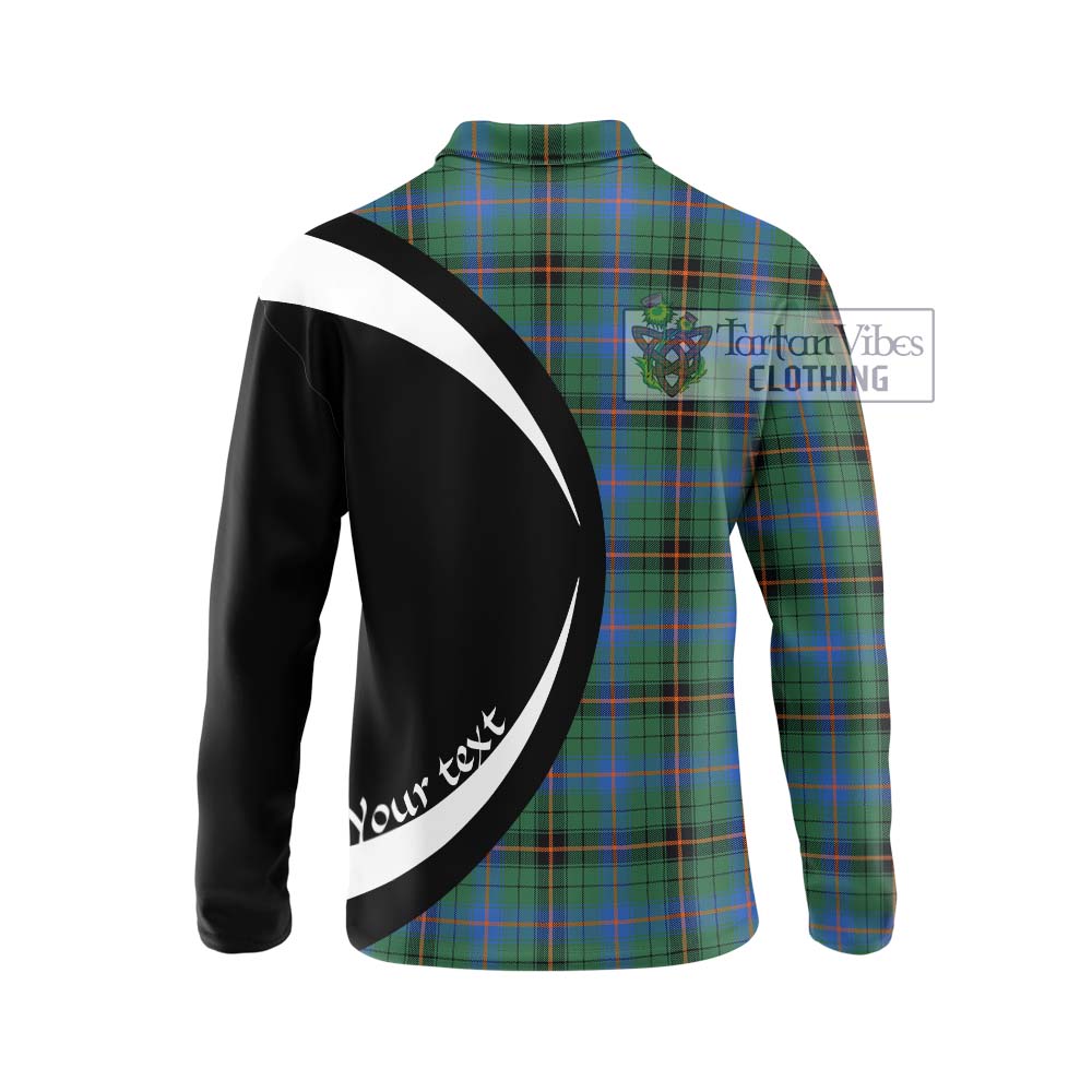 Davidson Ancient Tartan Long Sleeve Polo Shirt with Family Crest Circle Style - Tartan Vibes Clothing