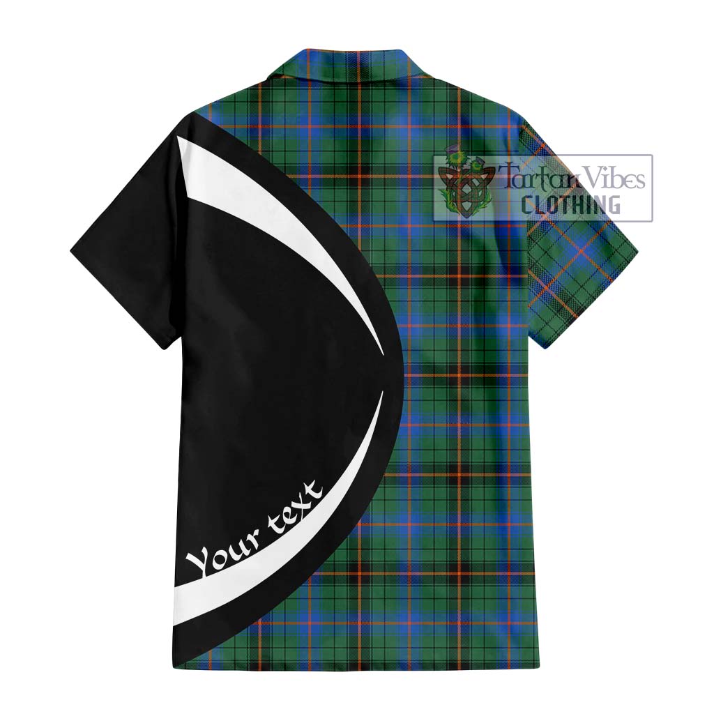 Davidson Ancient Tartan Short Sleeve Button Up with Family Crest Circle Style - Tartan Vibes Clothing