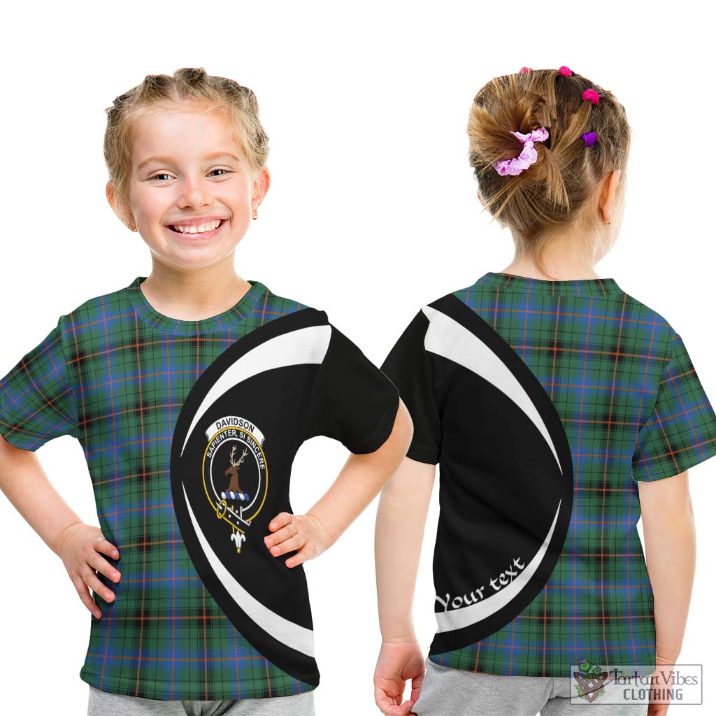 Davidson Ancient Tartan Kid T-Shirt with Family Crest Circle Style - Tartan Vibes Clothing