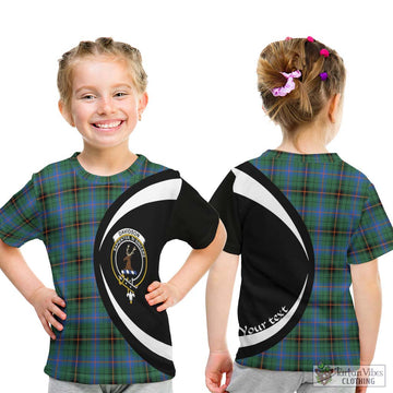 Davidson Ancient Tartan Kid T-Shirt with Family Crest Circle Style