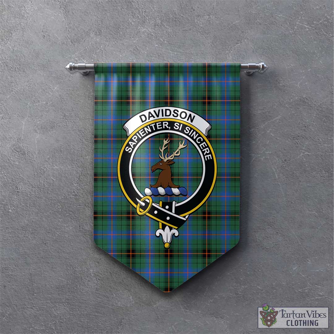 Tartan Vibes Clothing Davidson Ancient Tartan Gonfalon, Tartan Banner with Family Crest