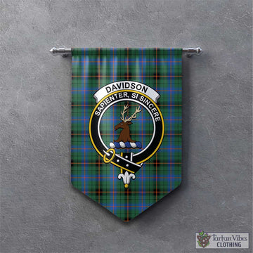 Davidson Ancient Tartan Gonfalon, Tartan Banner with Family Crest