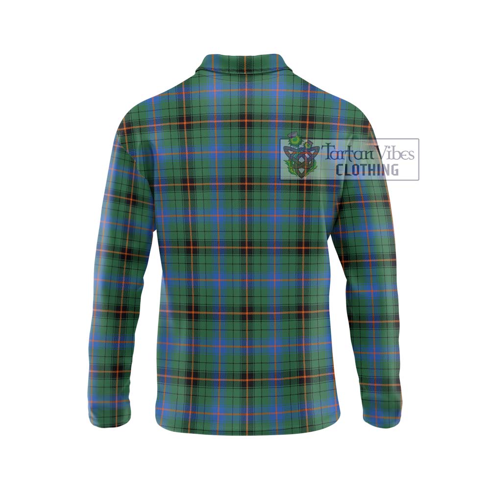 Davidson Ancient Tartan Long Sleeve Polo Shirt with Family Crest DNA In Me Style - Tartanvibesclothing Shop