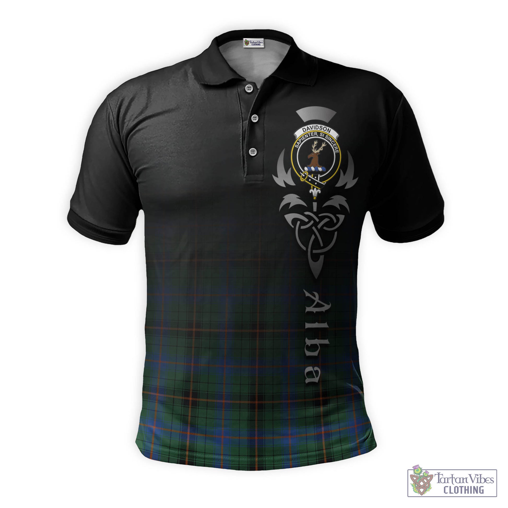 Tartan Vibes Clothing Davidson Ancient Tartan Polo Shirt Featuring Alba Gu Brath Family Crest Celtic Inspired