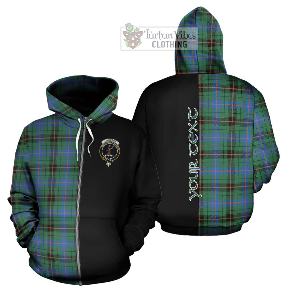 Davidson Ancient Tartan Hoodie with Family Crest and Half Of Me Style - Tartanvibesclothing Shop