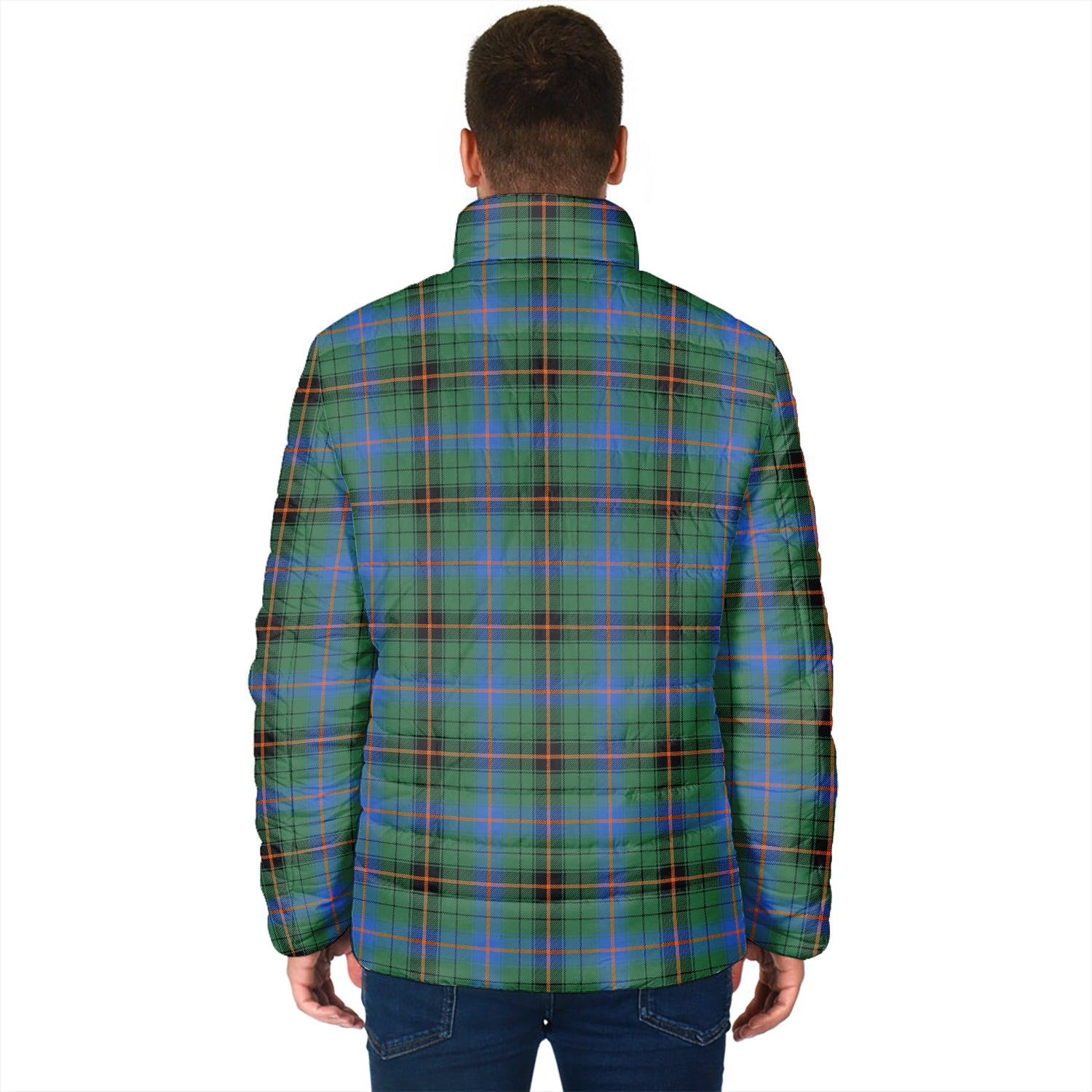 Davidson Ancient Tartan Padded Jacket with Family Crest - Tartan Vibes Clothing