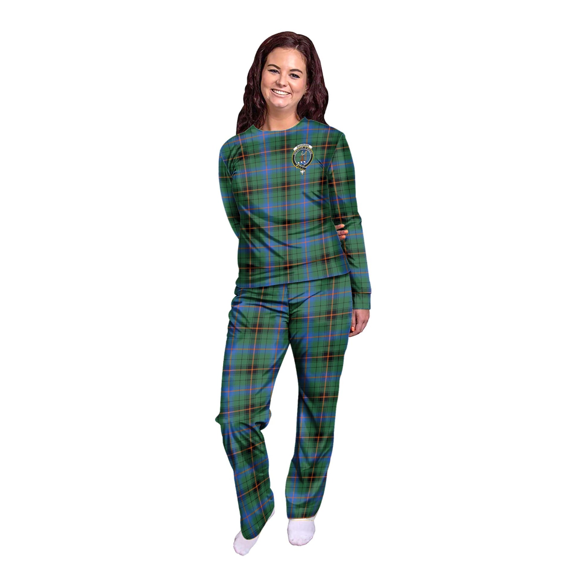 Davidson Ancient Tartan Pajamas Family Set with Family Crest - Tartan Vibes Clothing